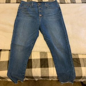 High Rise J. Crew skinny jeans with button details
